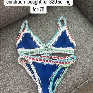 KIINI Blue Crochet Trim Bikini